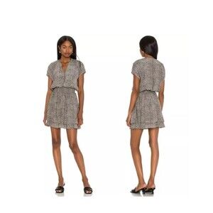 Rails Angelina Mini Dress Size M Cheetah Print Sleeveless Drop Waist Button